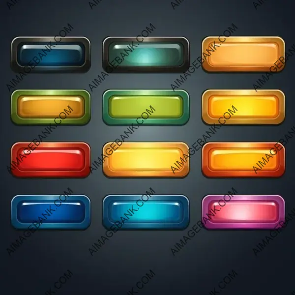 Horizontal Rectangular Long Shape Set of Empty Game Buttons