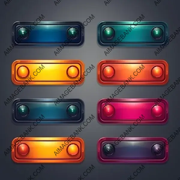 Set of Empty Game Buttons in Long Horizontal Rectangular Shape