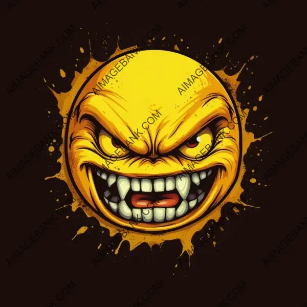 Angry Yellow Emoticon for T-Shirt Print