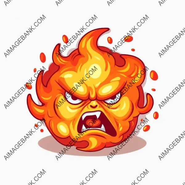 Raging Ball of Fire with Angry Face