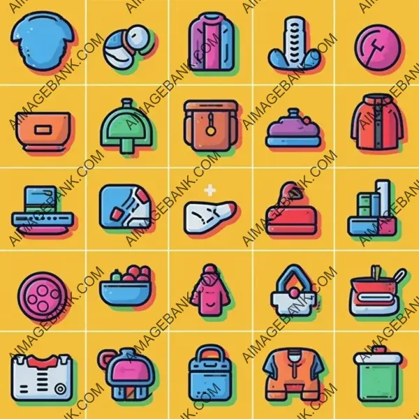 Outline Icon Set Depicting Lifestyle-Related Items