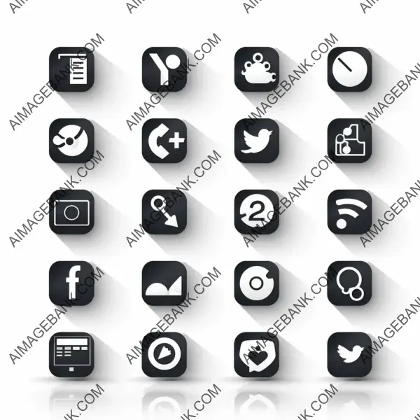 ATMJD-82114 Collection of Black and White Social Networking Icons