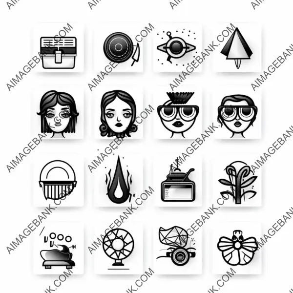 Black and White Icons with Argus C3 Styling Created in Photoshop