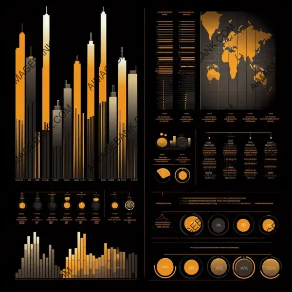 Black Color Infographic Design: Dynamic Column Charts