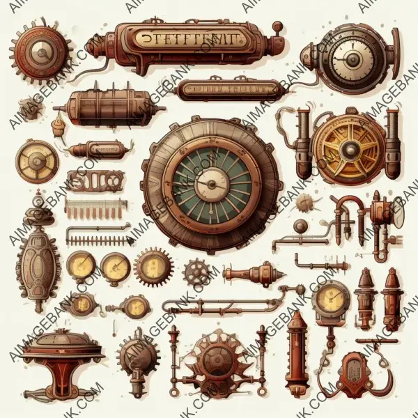 White Background Steampunk UI Elements: Unique and Captivating