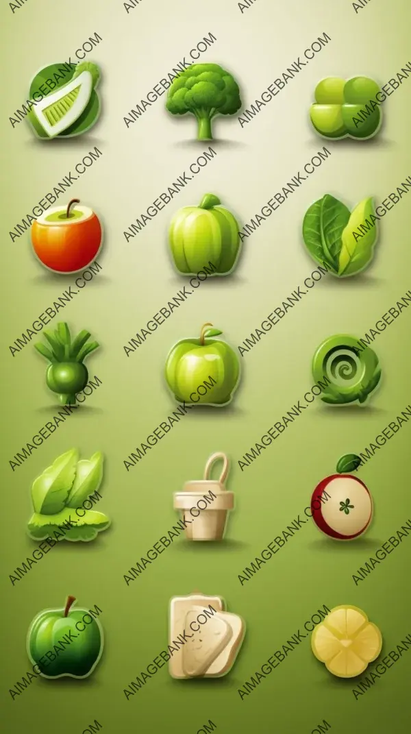 Colorful and appealing nutrition icon set