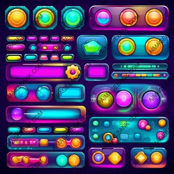 Colorful and bright cartoon UI elements