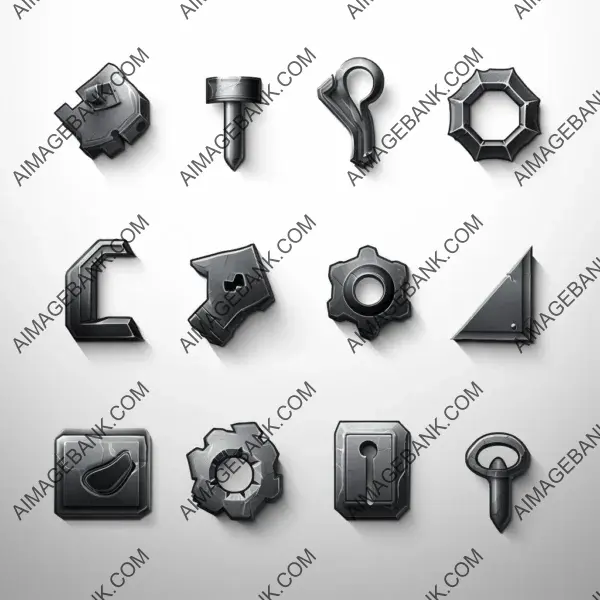 Cartoon-style 3D icons for website rectangle design