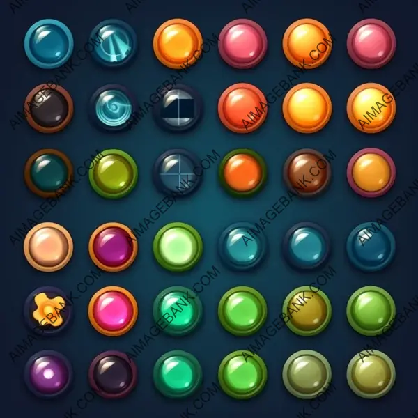 Modern dimensional buttons collection