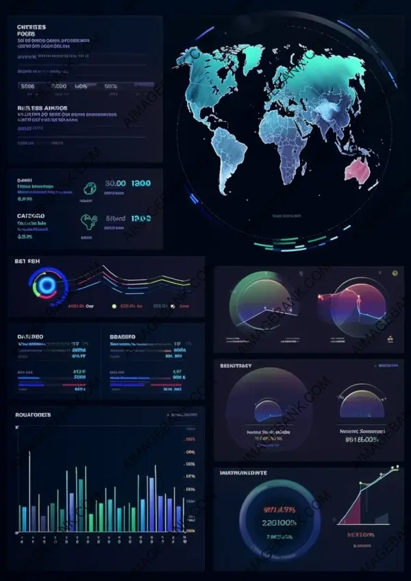 China map and data boards in hi-tech UI design