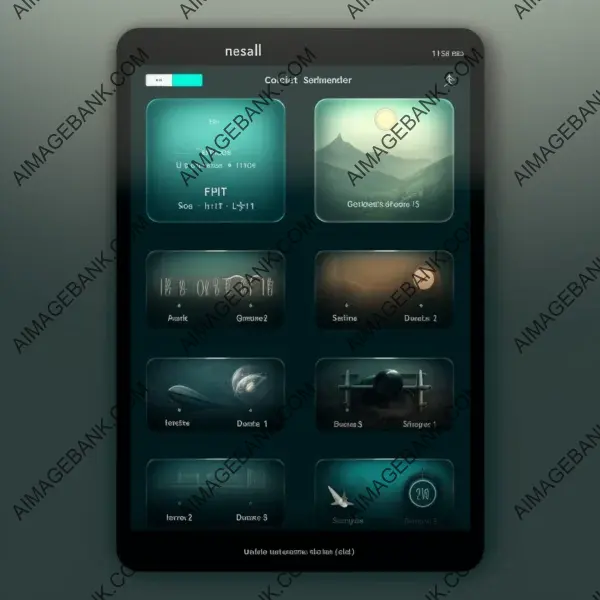 Six-button iPad app UI with title pictures