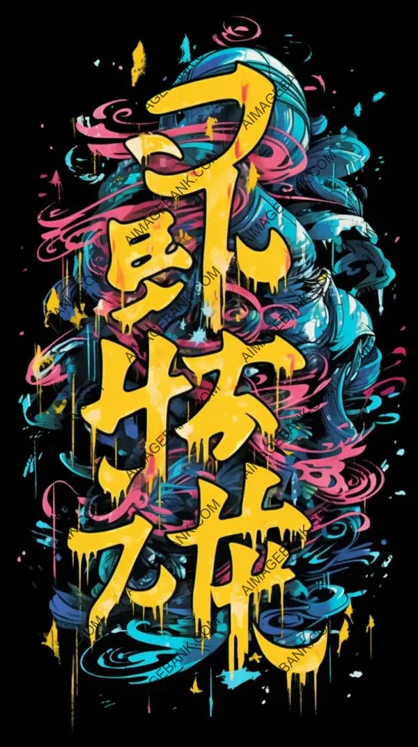 Professional t-shirt design with Japanese graffiti kanji