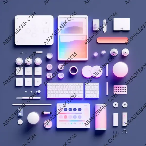 Knolling white neumorphic design kit elements