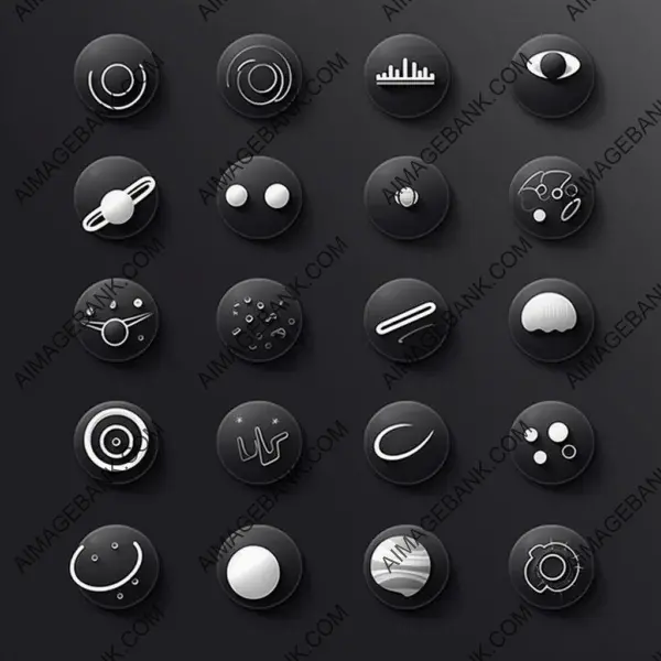 Planet and frosted glass-themed outline icon set