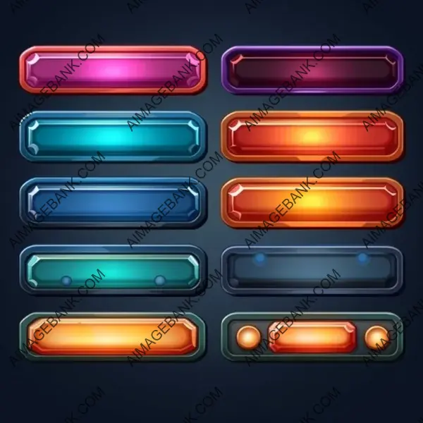 Long Rectangular Game Buttons Set