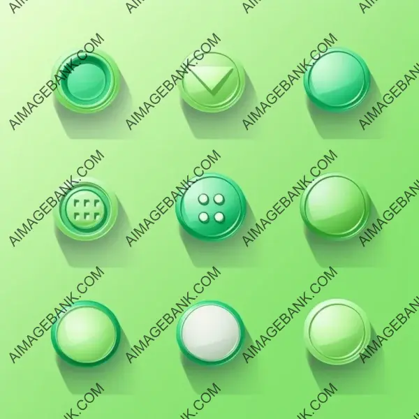 Light Green Buttons in Flat Icon Style