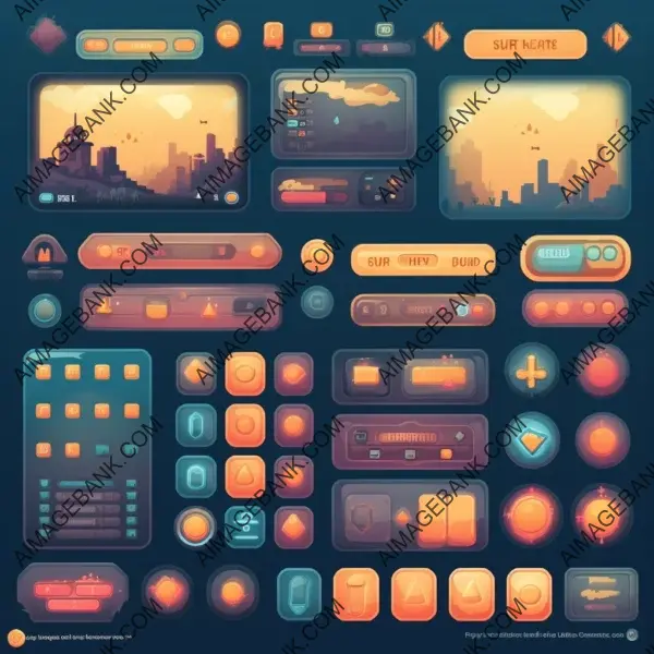 Stylish 2D game GUI UI kit with transparent elements