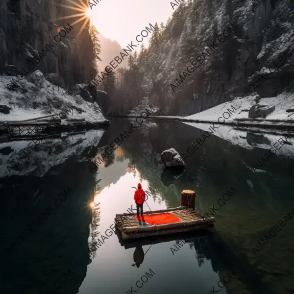 Relaxing river escape on a bamboo raft