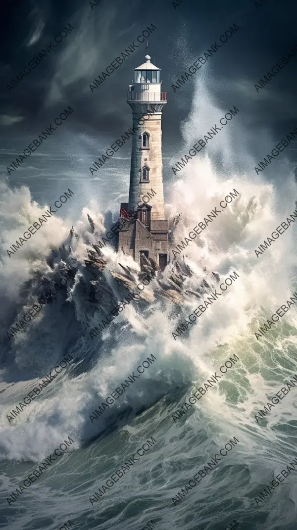 Majestic lighthouse on a stormy cliff