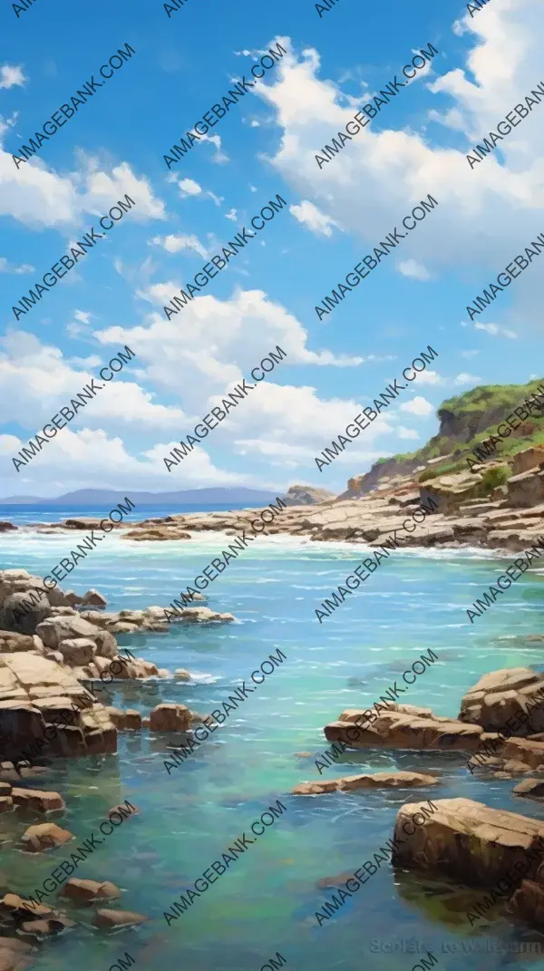 Shoreline Splendor: Painting of a Rocky Shore