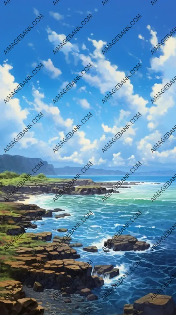 Water&#8217;s Edge Euphoria: Painting of a Rocky Shore