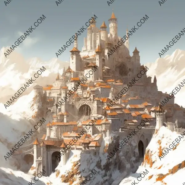 Snowy Majesty: White Buildings Atop Mountain Peaks