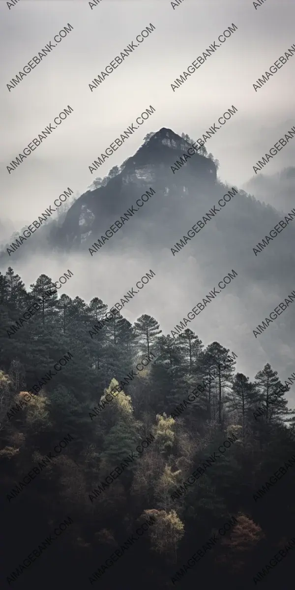 Captivating Mist: Foggy Mountain Minimalism with Bokeh Out of Focus Blur