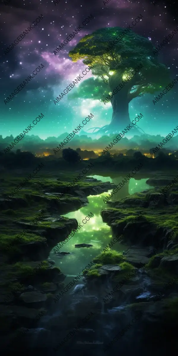 Conceptual masterpiece: Award-winning high art depicting a vast nocturnal landscape