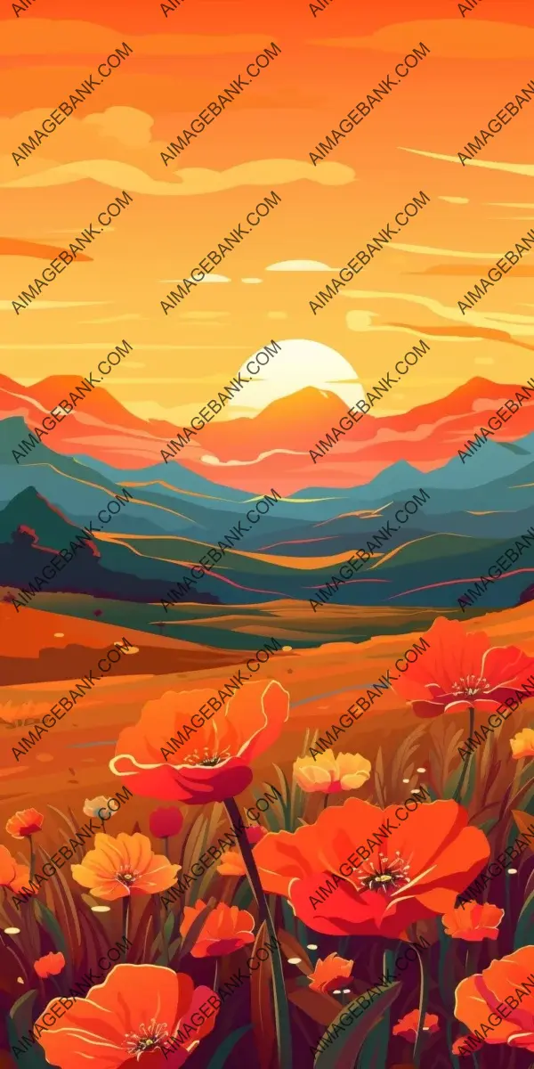 Captivating mornings: An orange sunrise casting its beauty over a vast mountain landscape