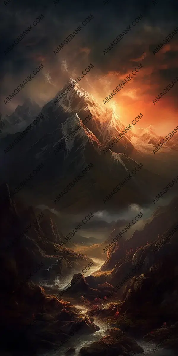 Himalayan Mountains at Dark Sunset: Captivating Landscape Beauty