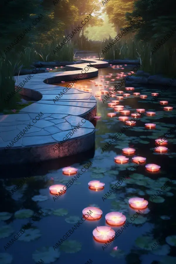 Exquisite Illuminated Japanese Water Garden