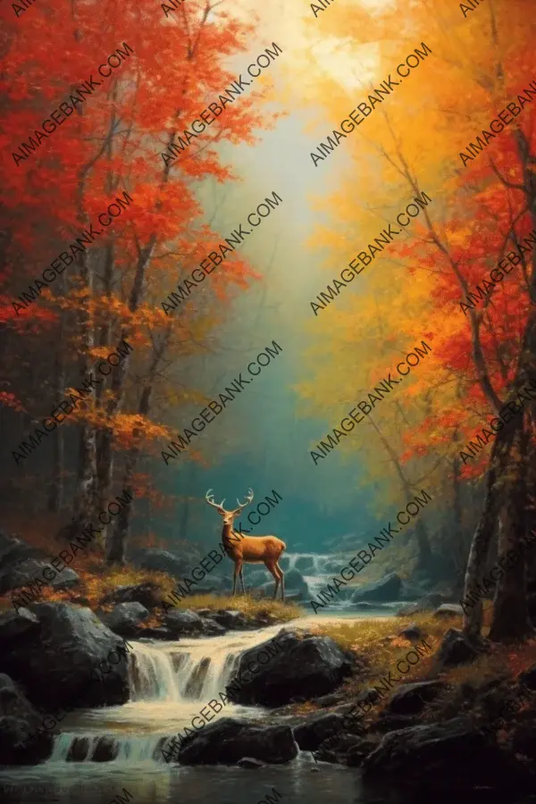 Majestic deer in George Inness-inspired landscapes