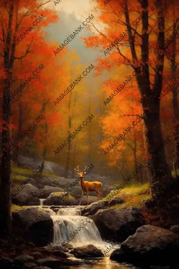 Serene beauty of George Inness-inspired art with majestic deer