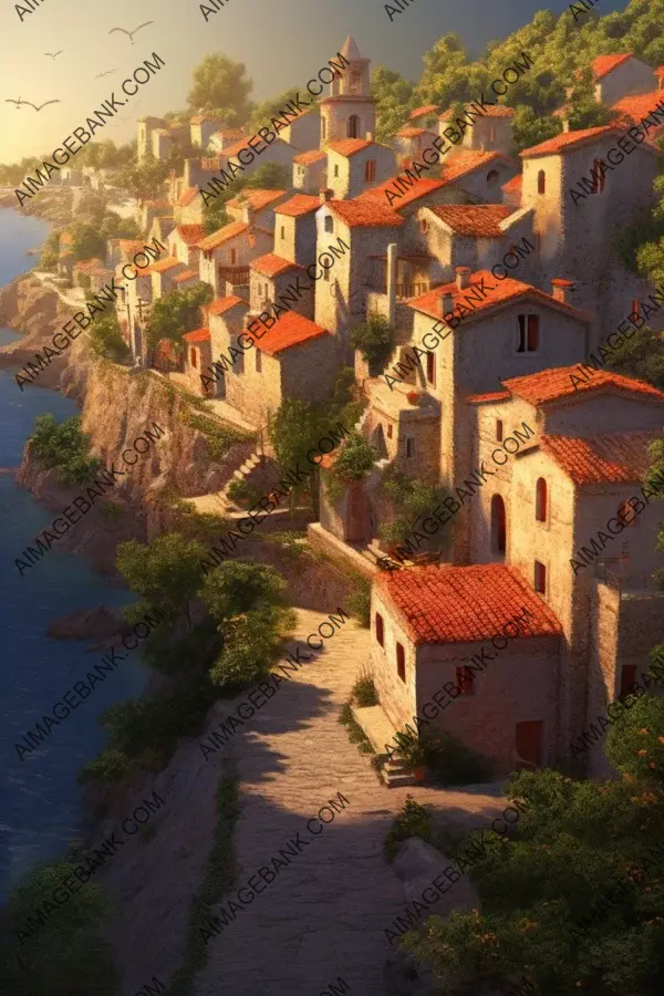 Charming medieval village along the Mediterranean coastline