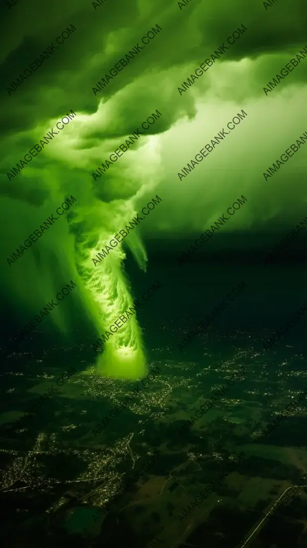 Impressive photo capturing a neon green tornado, reminiscent of National Geographic