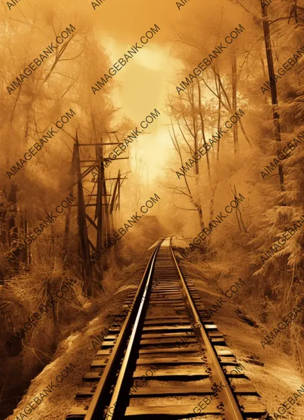 Photograph a picturesque railroad amidst a forest landscape