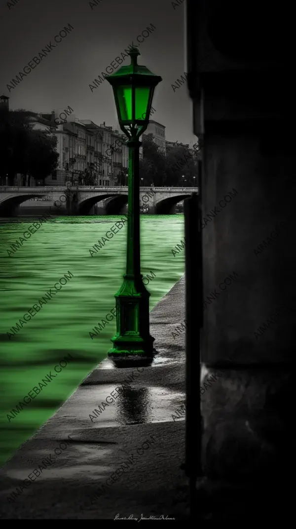 Create a black and white photography with a silver and green theme