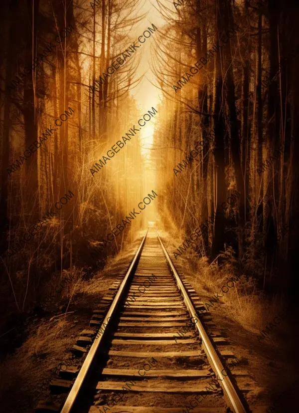 Photograph a railroad in a forest