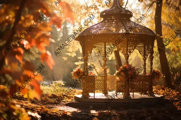 Bathed in Gold: Dreamy Garden Gazebo at Sunset