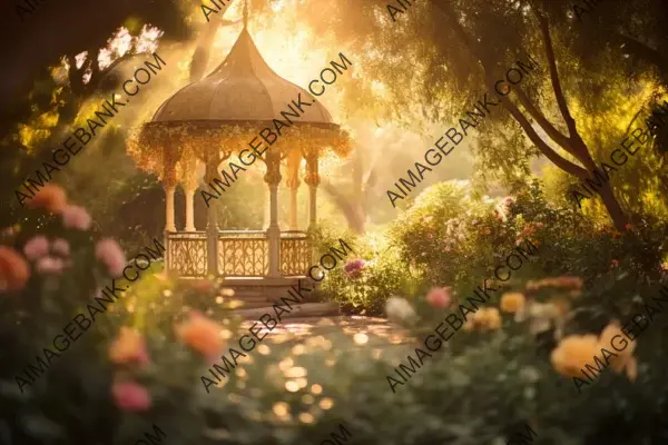 A Golden Dream: Captivating Garden Gazebo at Dusk