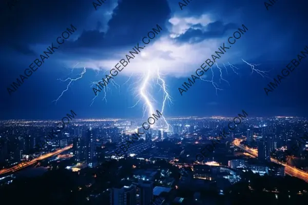 Dynamic Shot: Thunderstorm Unleashed from City Rooftops