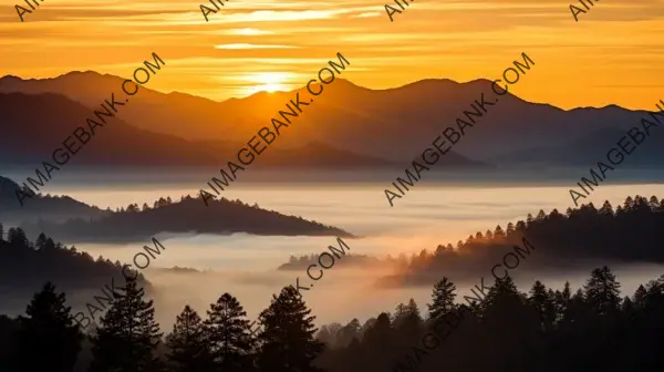 Morning Serenity: Captivating Sunrise over Misty Mountain Landscape