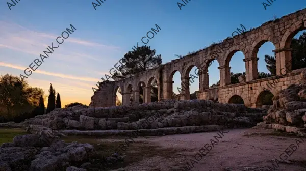 Crafted Serenity: Ancient Ruins in Soft Evening Light