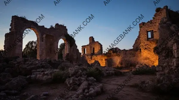 Crafted Ambiance: Ancient Ruins in Soft Evening Glow