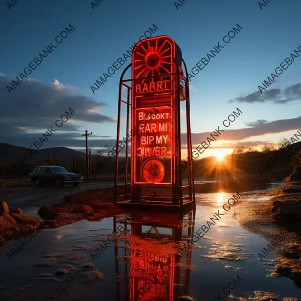 Clean Render: The Sun Rising from a Red Sign