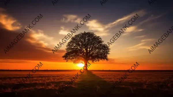 Backlit Elegance: A Vibrant Sky against the Lone Tree