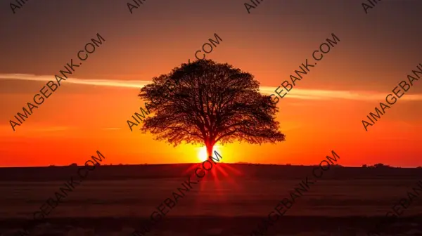 Captivating Lone Tree: Silhouetted Beauty against Vibrant Skies