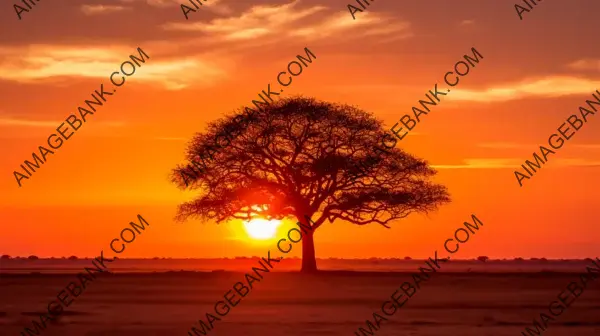 Lone Tree Charisma: Backlit Silhouette against Vibrant Hues