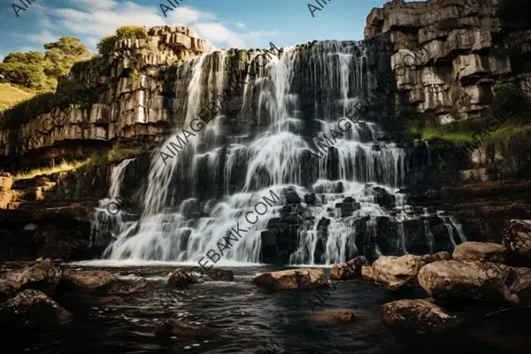 Captivating Cascades: Dramatic Low-Angle Shot of a Waterfall