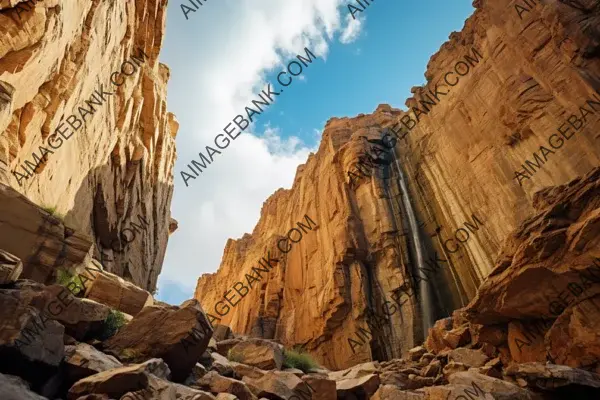 Embracing the Drama: Low-Angle Shot of a Cascading Waterfall